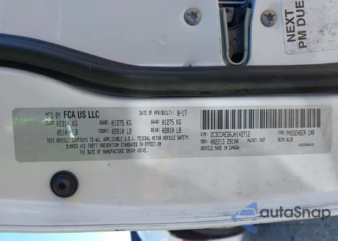 2018 Chrysler 300 Limited z USA, uszkodzony, nr VIN 2C3CCAEG6JH142712